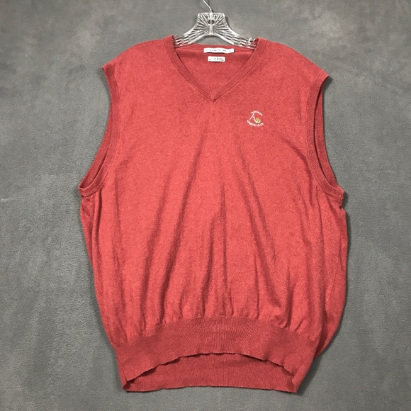 Peter Millar Luxury Blend Golf Sweater Vest Cotton Cashmere Salmon Mens XL - Picture 1 of 9
